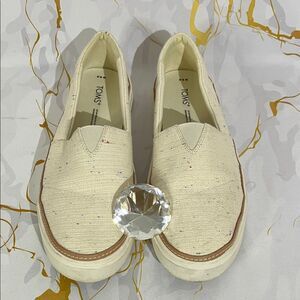 * TOMS Women's Cream Speckled Slip-On Loafers
